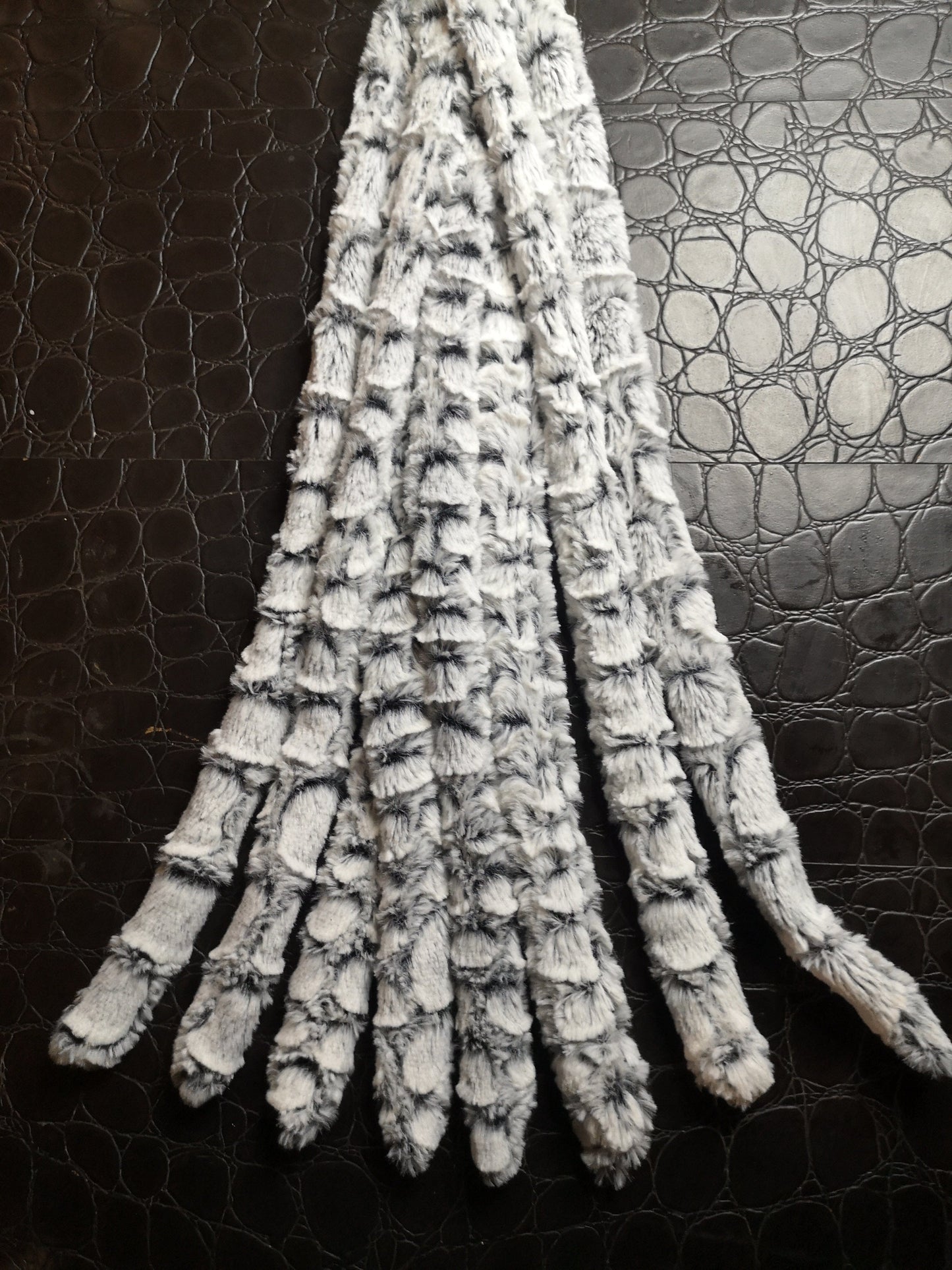 "Snow Leopard" weighted fluffy flogger