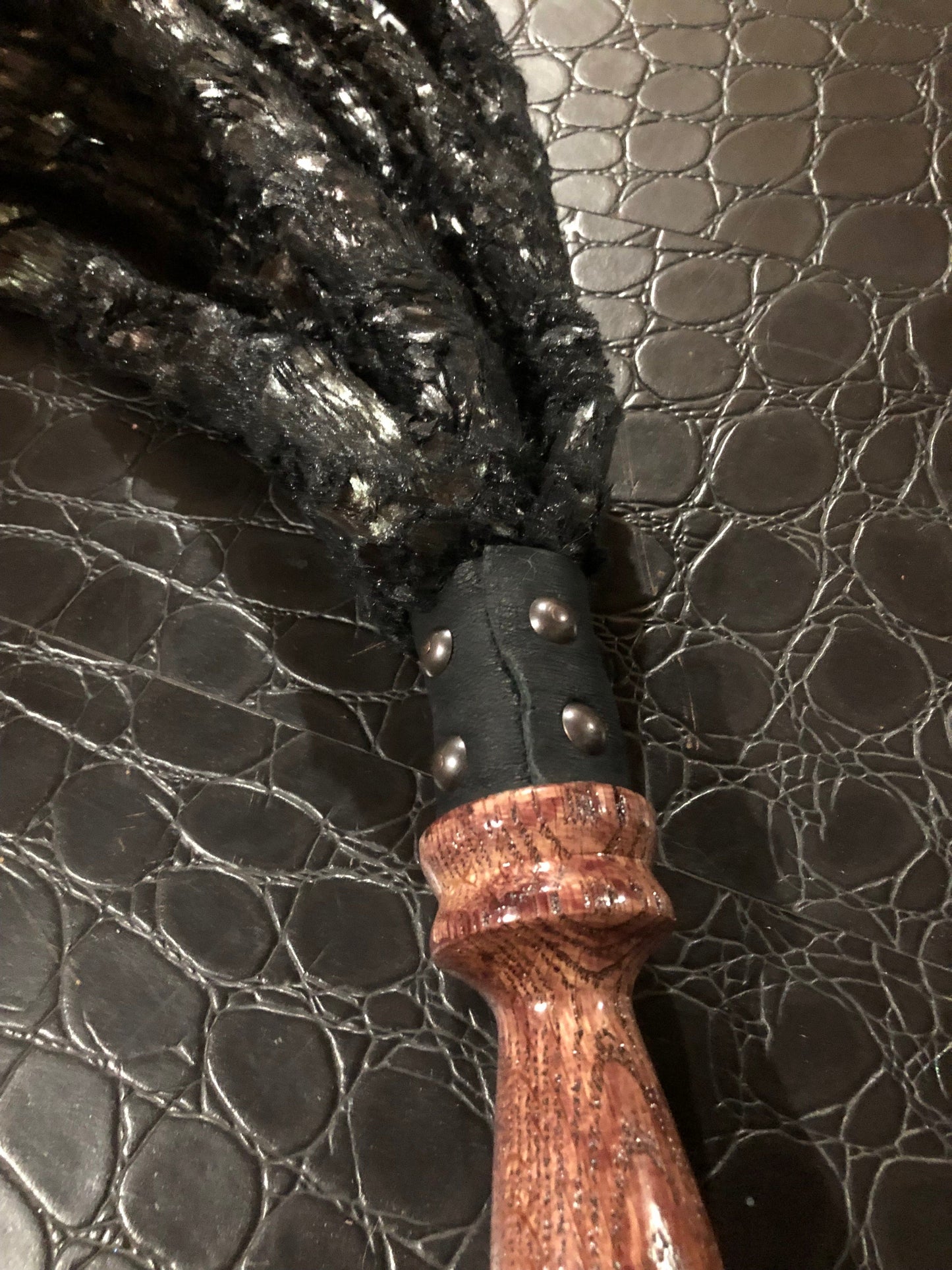 “Ravens fur” weighted fluffy flogger